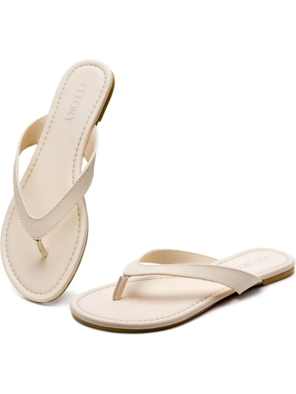 Women's Beige Casual Flip Flops Comfortable Thong Walking Slide Summer Beach